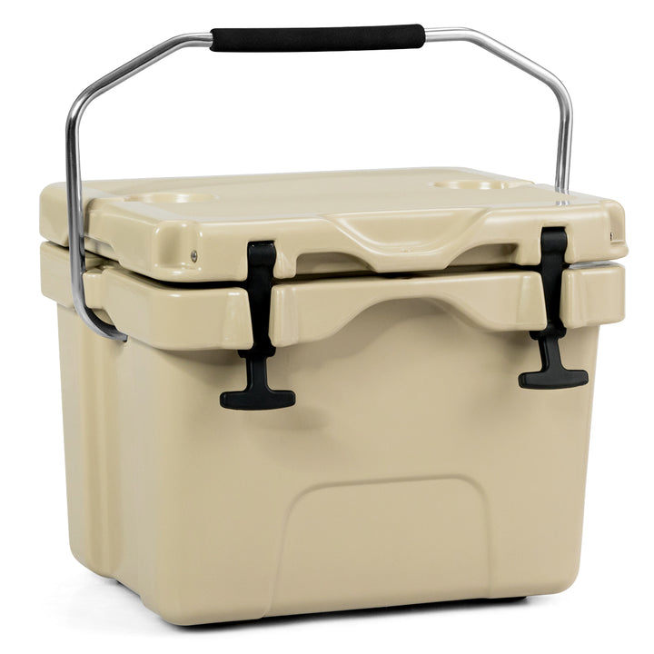 16 Quart Cooler Portable Ice Chest Leak-Proof 24 Cans Ice Box for Camping Khaki Image 1