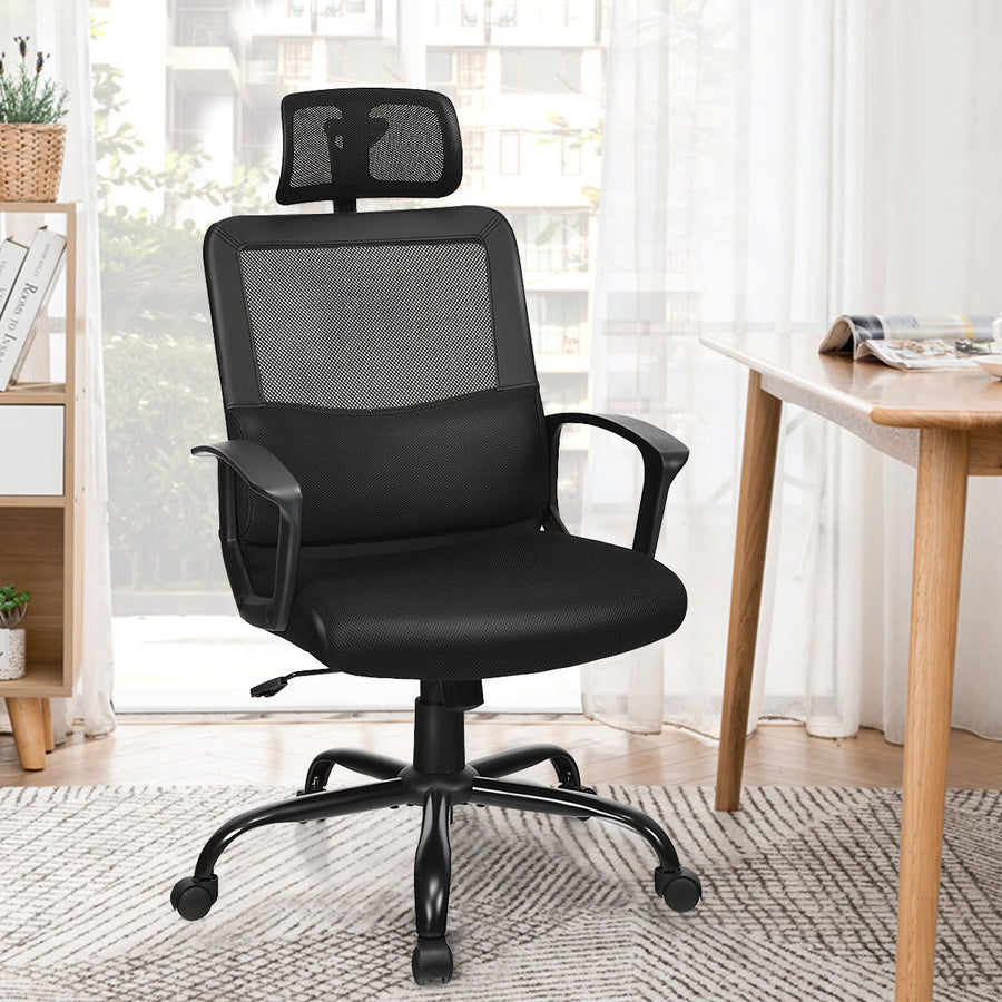 Mesh Office Chair High Back Ergonomic Swivel Chair w/ Lumbar Support and Headrest Image 1