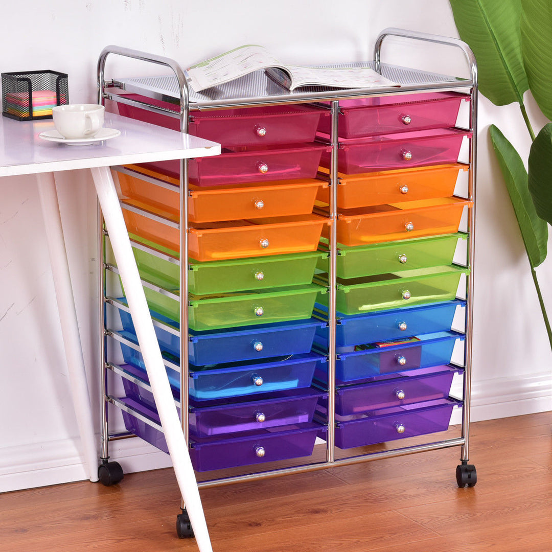 20 Drawer Rolling Storage Cart Scrapbook Paper Office School Organizer Image 1