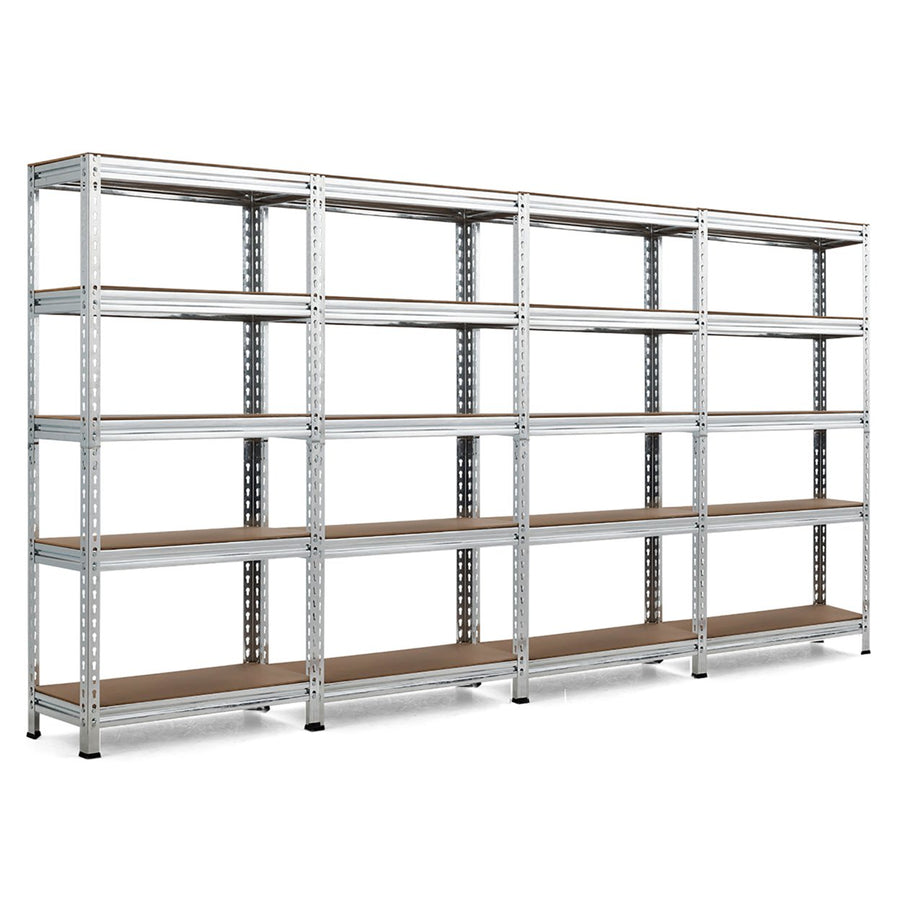 Costway 4PCS 5-Tier Metal Storage Shelves 60Adjustable Shelves Silver\Gray\ Blue Image 1