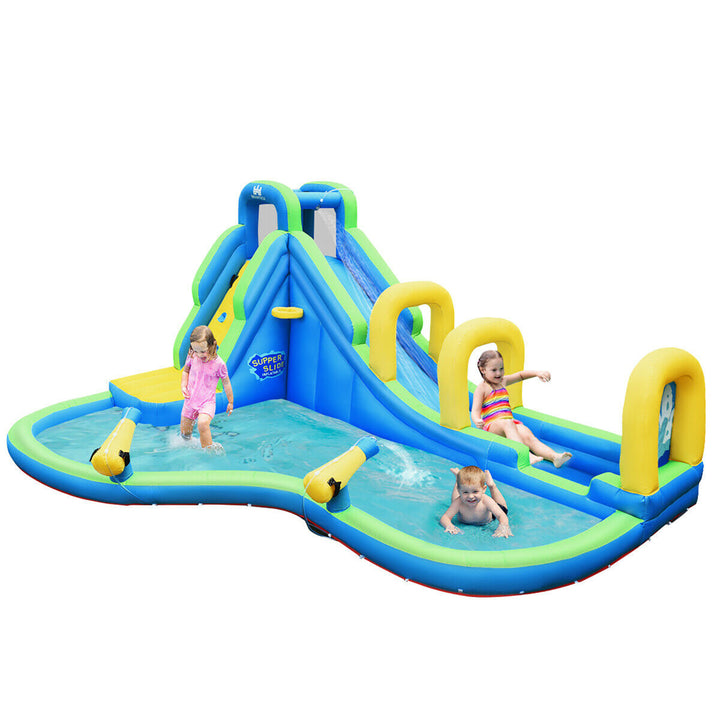 Inflatable Water Slide Kids Bounce House Castle Splash Pool Without Blower Image 1