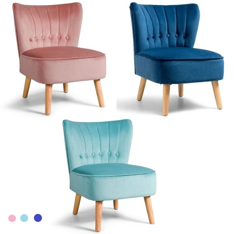 Costway Armless Accent Chair Tufted Velvet Leisure Chair Single Sofa Upholstered BlueGreenPink Image 1