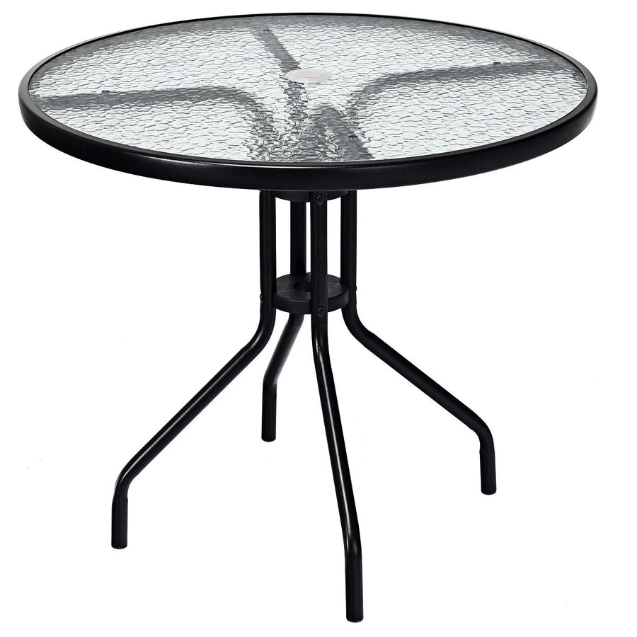 32Outdoor Patio Round Table Tempered Glass Top Image 1