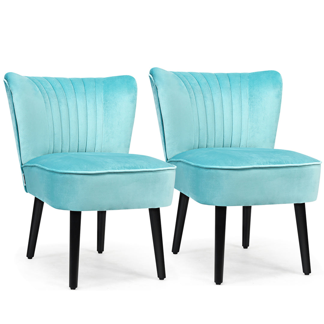 Set of 2 Armless Accent Chair Upholstered Leisure Chair Single Sofa Turquoise\Stone Grey\ Dark Grey Image 4