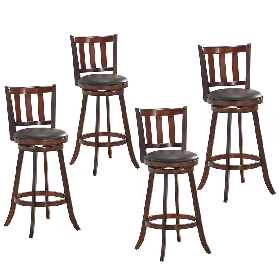 Set of 4 29.5 Swivel Bar Stool Leather Padded Dining Kitchen Pub Bistro Chair Low Back Image 1