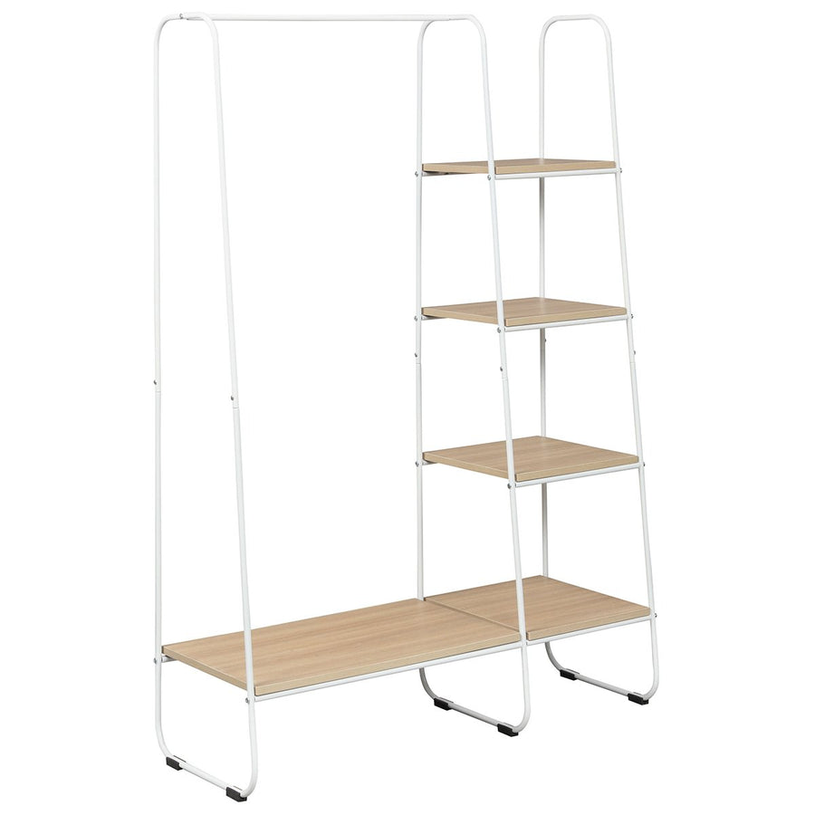 Clothes Garment Rack Free Standing Storage Tower w/Metal Frame White Image 1