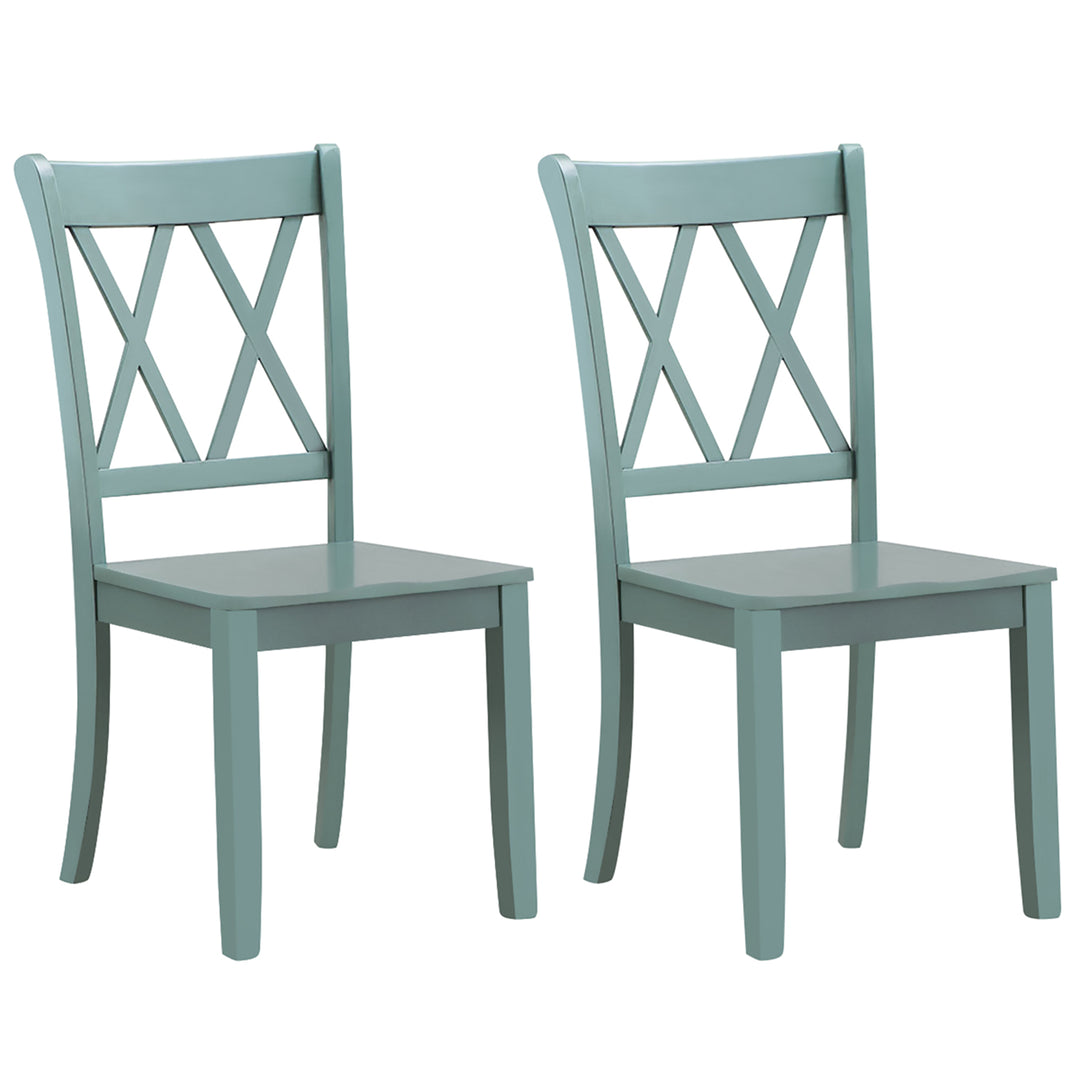 Set of 2 Wood Dining Chair Cross Back Dining Room Side Chair Mint Green Home Kitchen Image 1