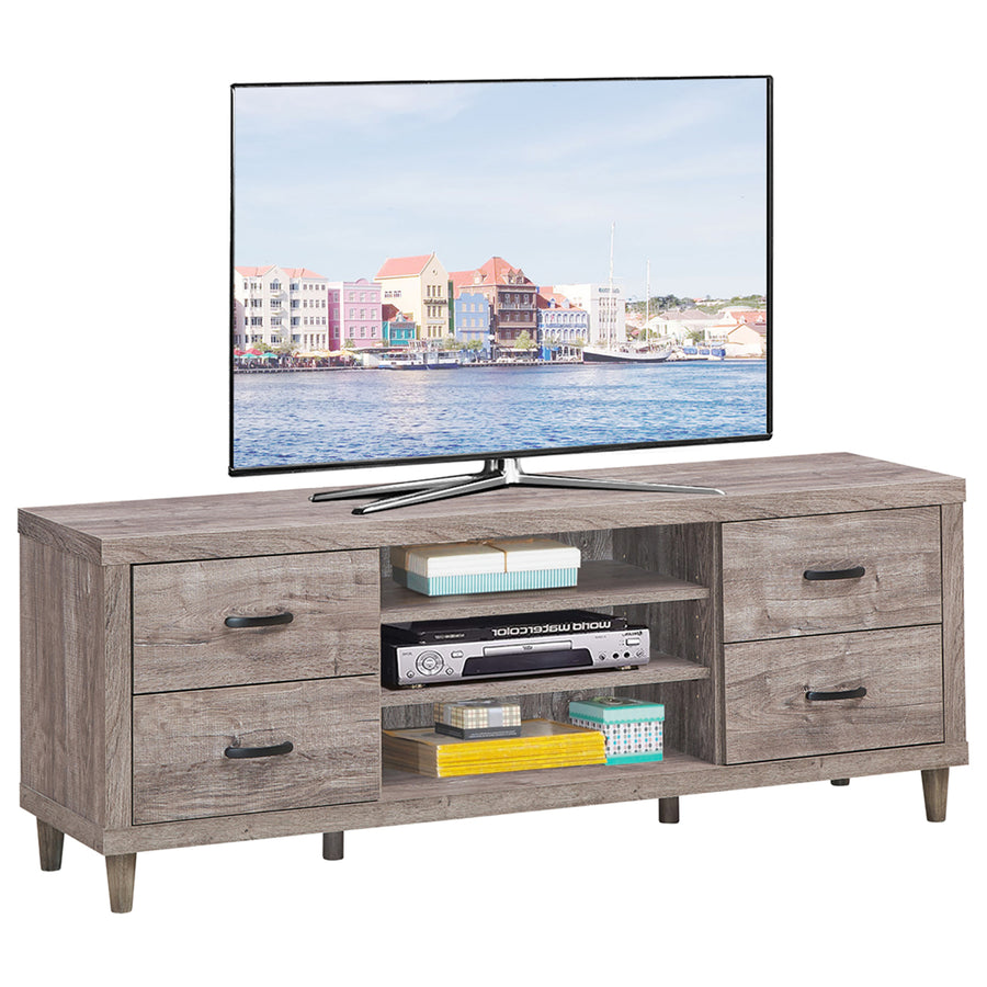 TV Stand Entertainment Center Hold up to 65 TV with Storage Shelves and 4 Drawers Image 1