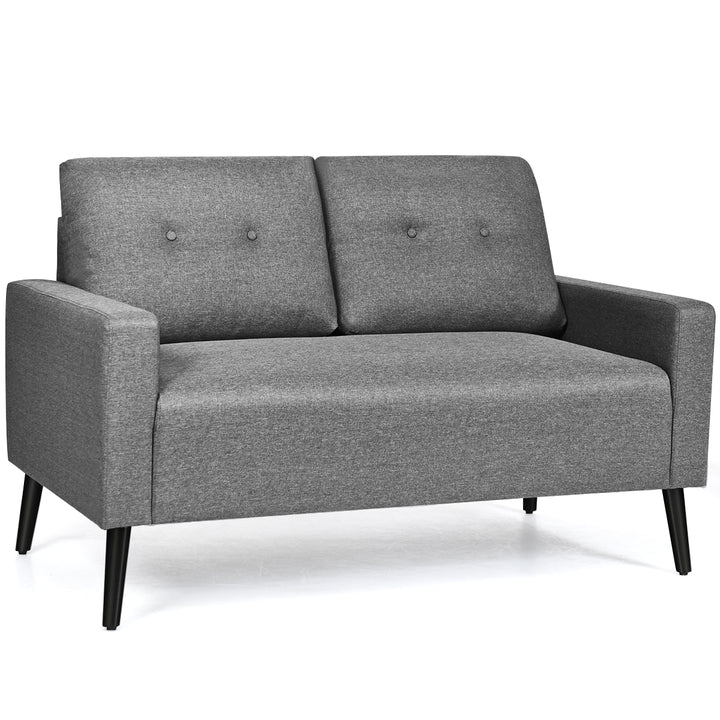 Modern Loveseat Sofa 55 Upholstered Chair Couch with Soft Cloth Cushion Grey Image 1