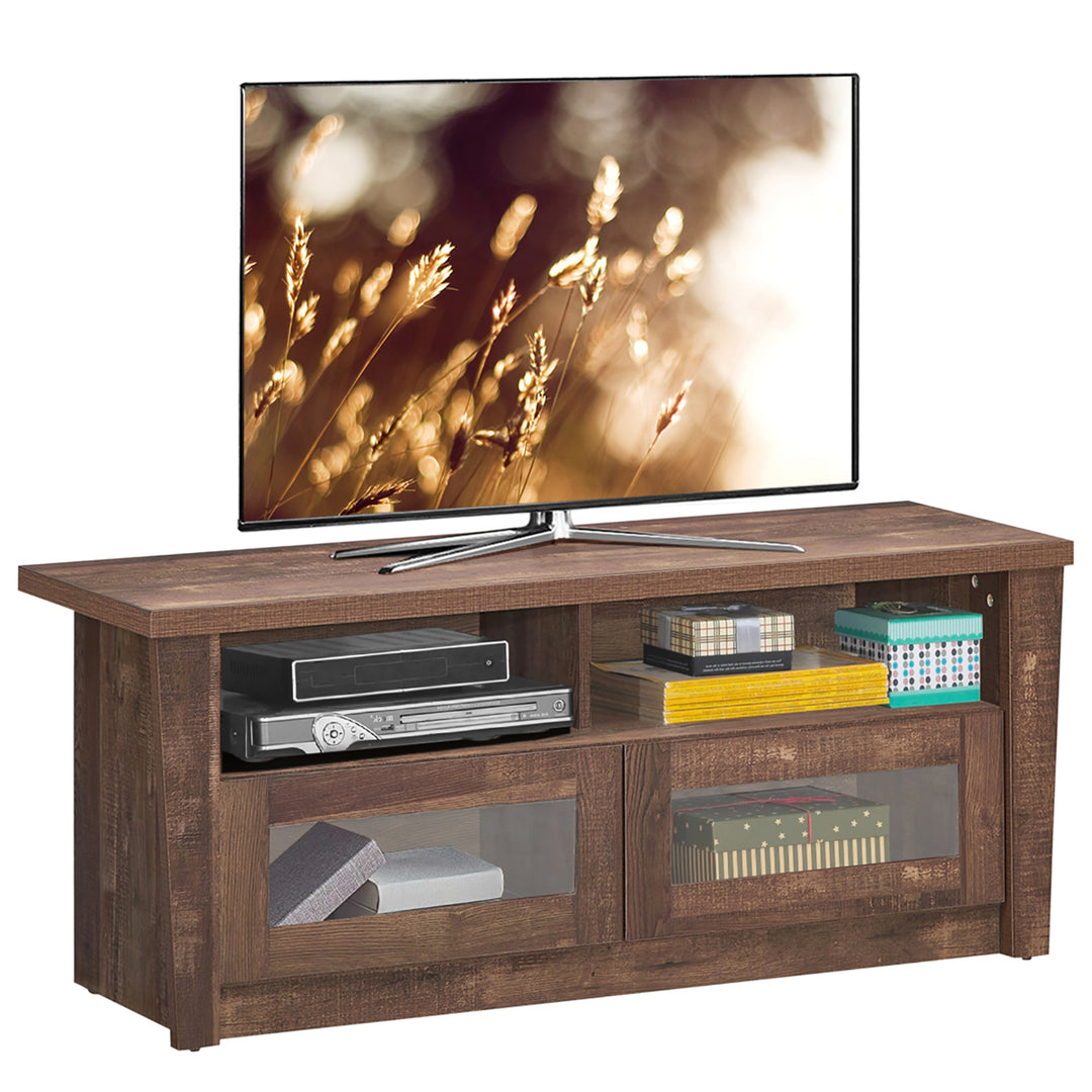 TV Stand Entertainment Center Hold up to 55 TV with 2 Shelves and 2 Door Cabints Image 1