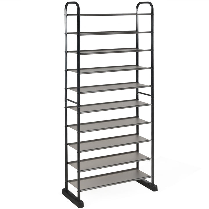 10-Tier Shoe Rack Space-saving Shoe Organizer W/Metal Frame Shoe Tower Image 1