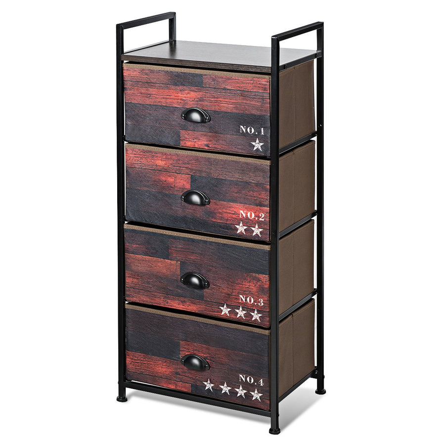 4 Drawer Fabric Dresser Storage Tower Nightstand Sturdy Steel Frame Closet Image 1