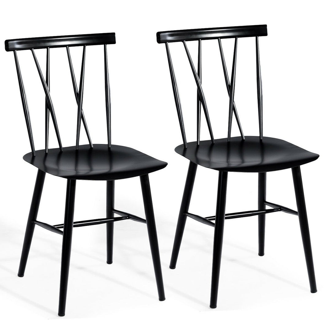 Set of 2 Dining Side Chairs Chairs Armless Cross Back Kitchen Bistro Caf Image 1