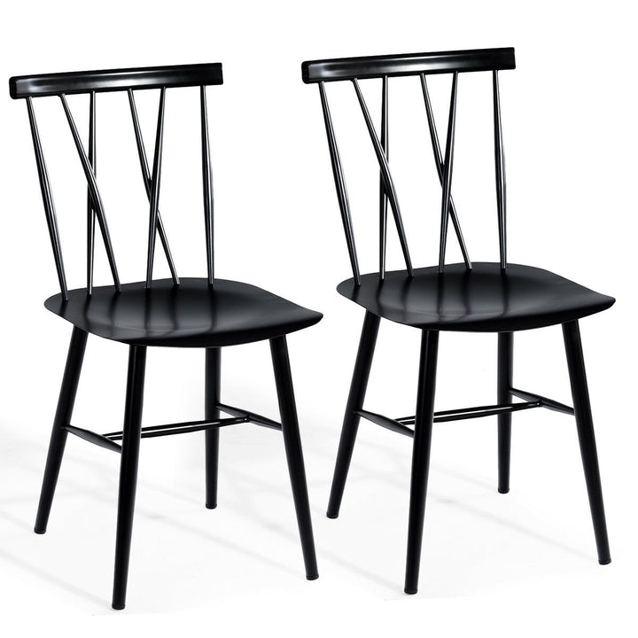 Set of 2 Dining Side Chairs Chairs Armless Cross Back Kitchen Bistro Caf Image 1