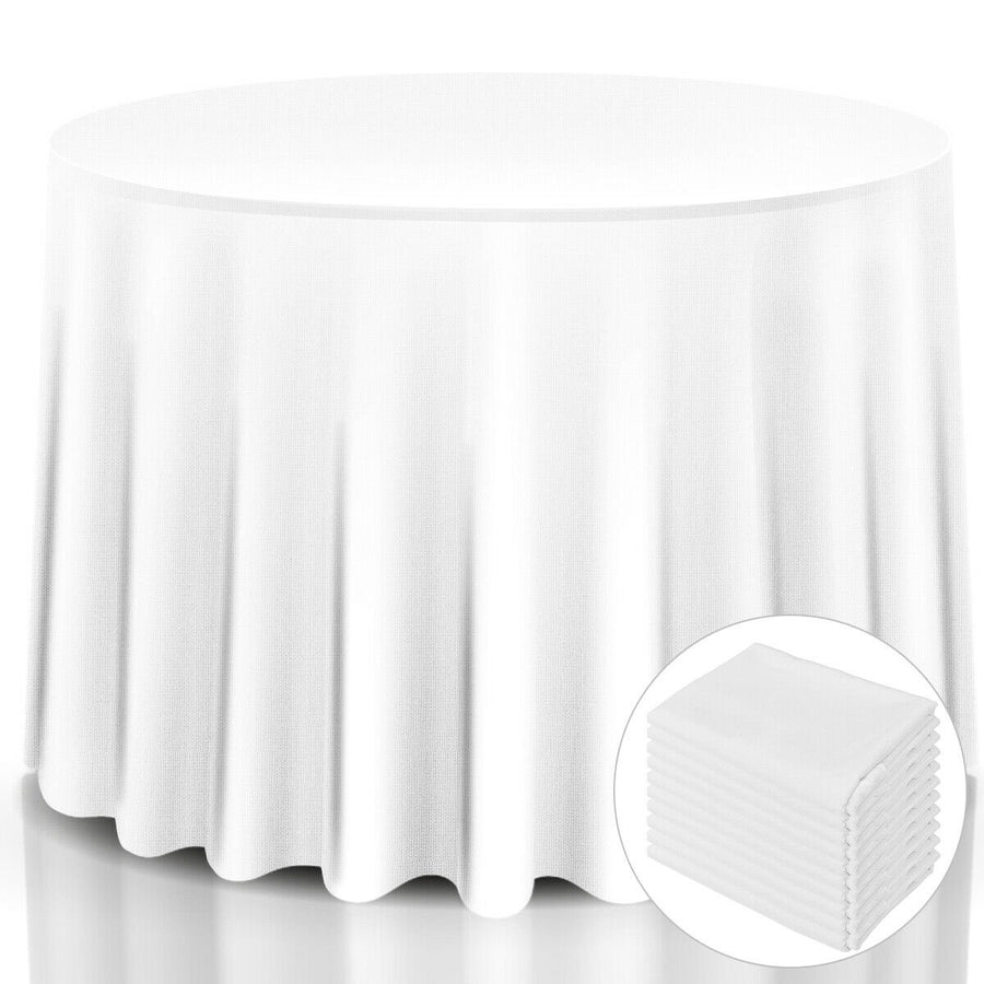 10 pcs 120 Round Tablecloth Polyester For Home Wedding Restaurant Party White Image 1