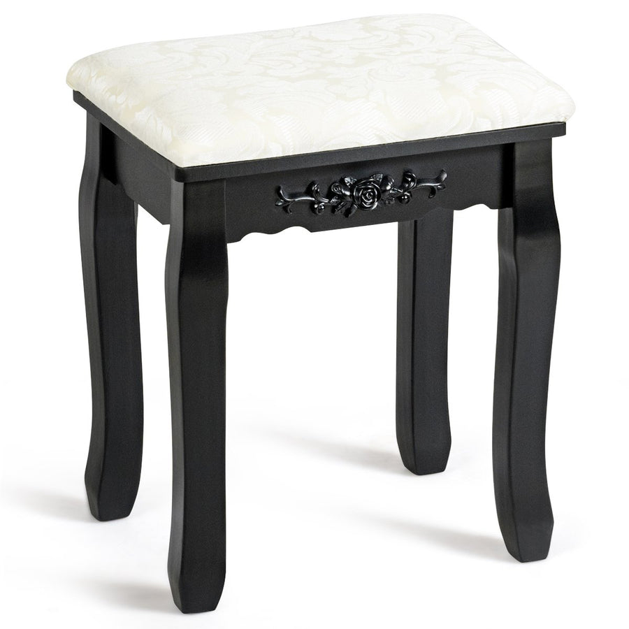 Dressing Stool Vanity Makeup Pad Cushioned Chair Black Image 1