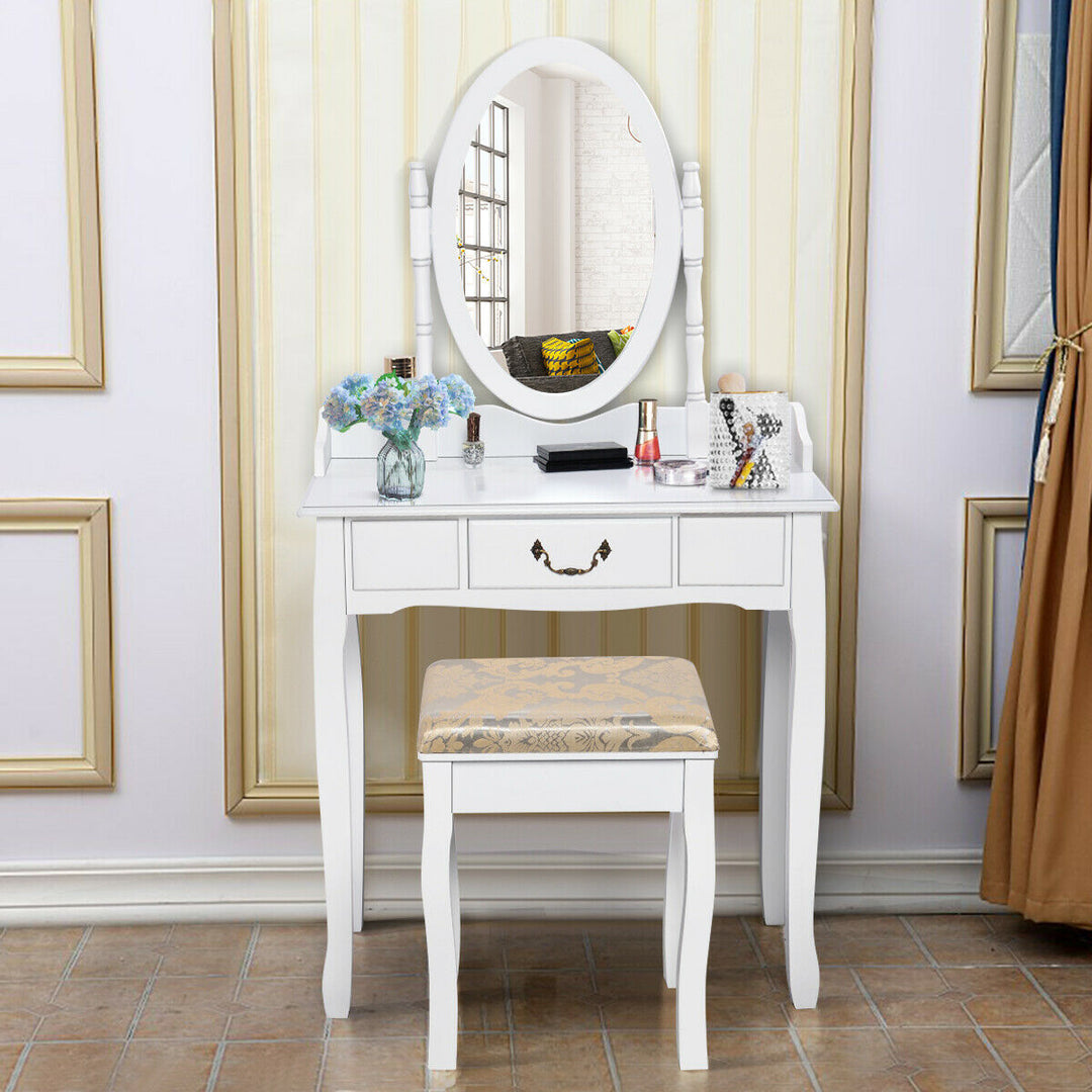 Vanity Table Jewelry Makeup Desk Bench Dresser Stool Image 3