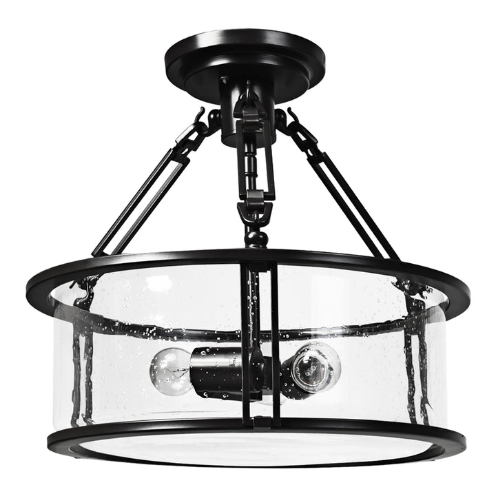 Semi Flush Mount Ceiling Light 3-Light Industrial Bubble Glass Pendant Lamp Image 1