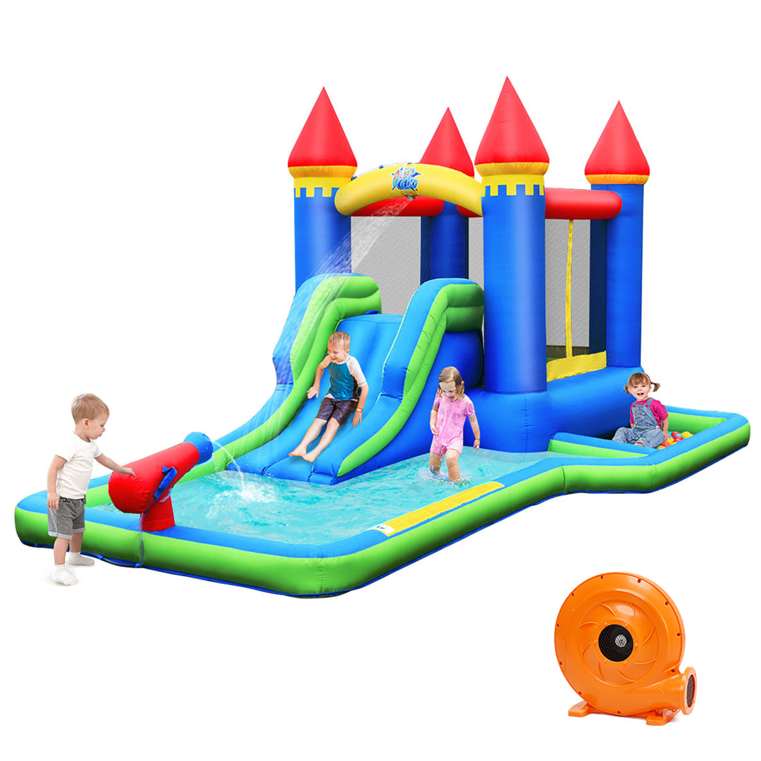 Inflatable Castle Bouncer Bounce House Slide Water Park BallPit with 580W Blower Image 1