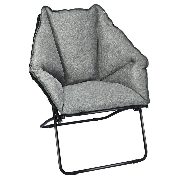 Folding Saucer Padded Chair Soft Wide Seat w/ Metal Frame Lounge Furniture Image 1