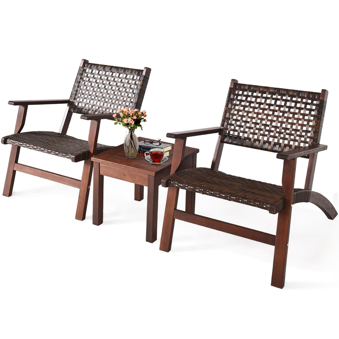 3PCS Patio Rattan Furniture Set Coffee Table Image 1