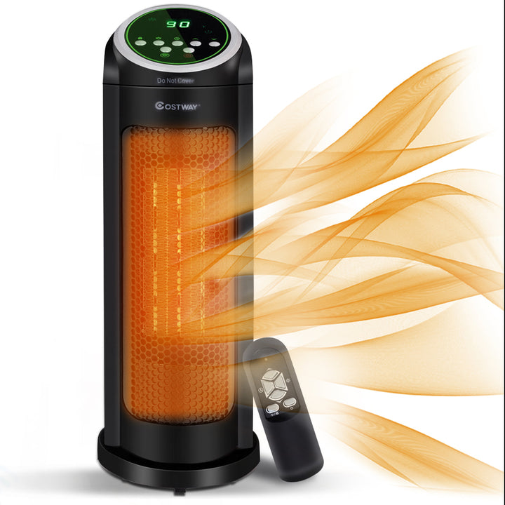 Portable Oscillating PTC Ceramic Space Heater 1500W LED 12H Timer Remote Control Image 1