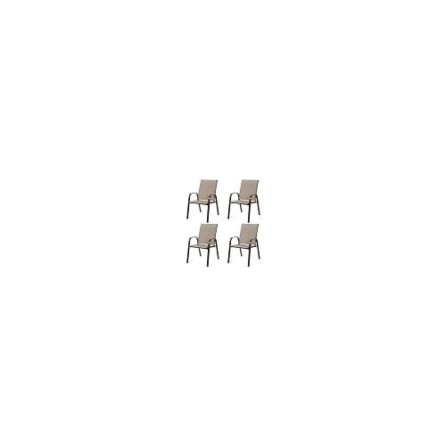 4PCS Patio Chairs Garden Deck Yard with Armrest Brown/Beige/Gray Image 1