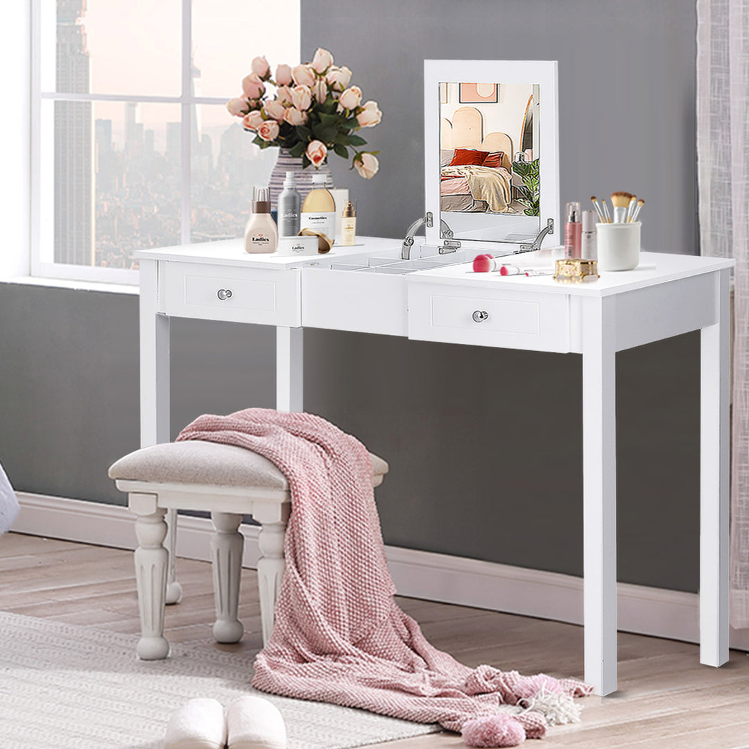 Vanity Table Dressing Table Flip Top Desk Furniture White Image 4