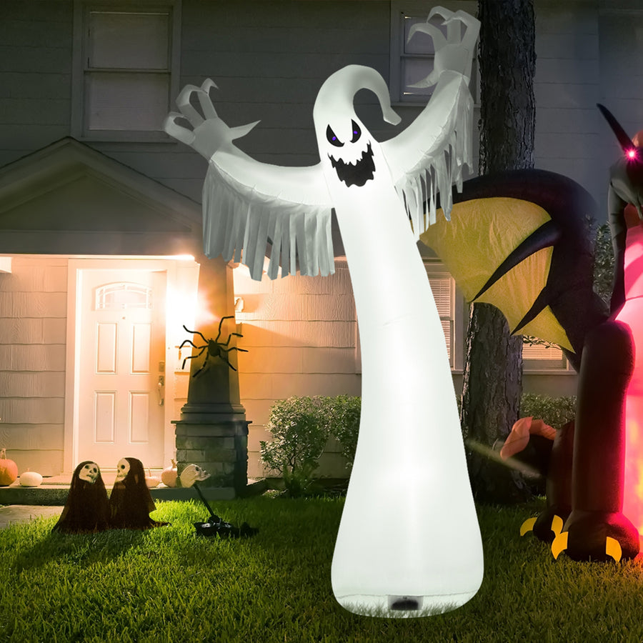 12ft Inflatable Halloween Blow Up Ghost Decoration w/ Built-in LED Light Image 1