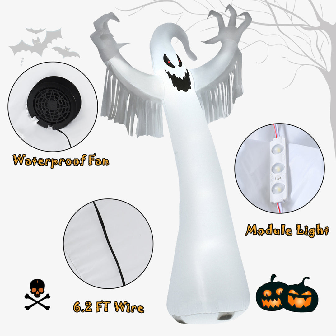 12ft Inflatable Halloween Blow Up Ghost Decoration w/ Built-in LED Light Image 6