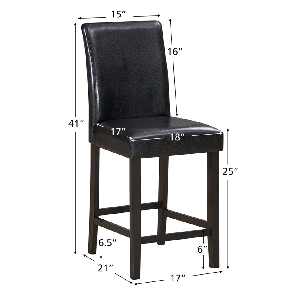 Set of 2 Bar Stools 25inch Counter Height Barstool Pub Chair w/Rubber Wood Legs Image 2