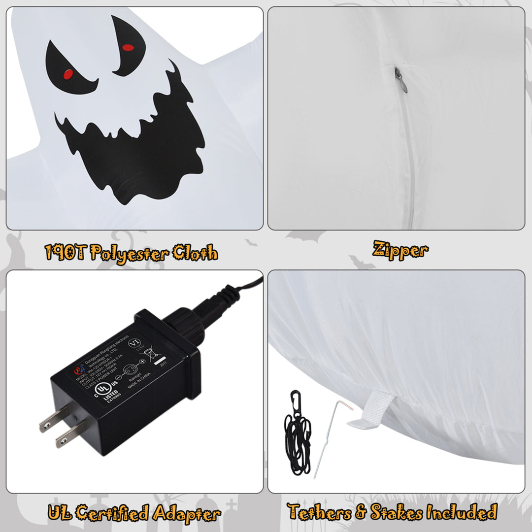 12ft Inflatable Halloween Blow Up Ghost Decoration w/ Built-in LED Light Image 9