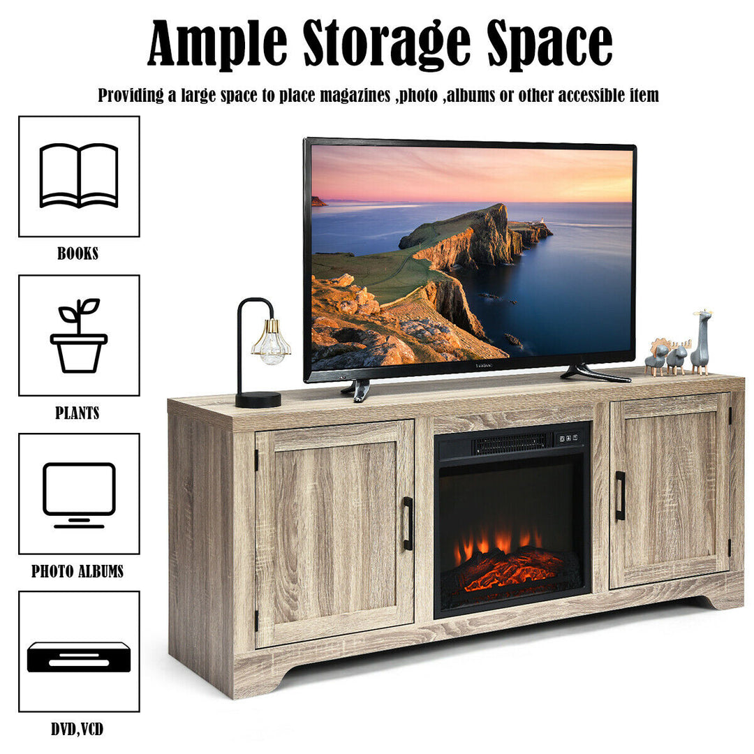 TV Stand Entertainment Center Console Home Media Storage W/ 2 Doors for 65" TV Image 9