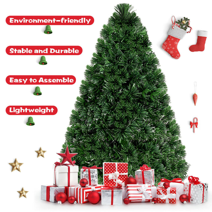 Pre-Lit 3 Artificial Christmas Tree Fiber Optic PVC Tips Plastic Stand Image 4