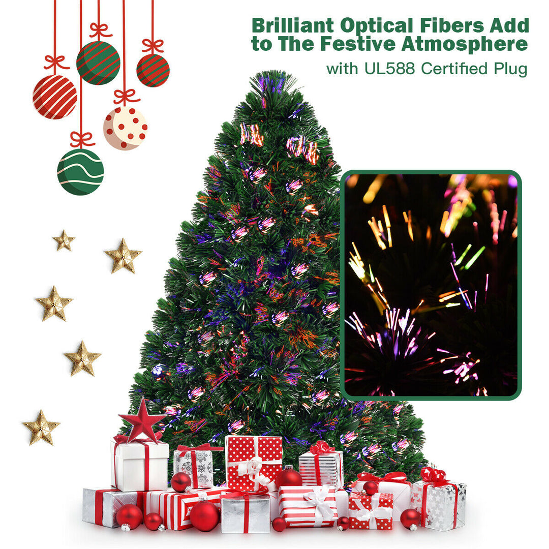 Pre-Lit 3 Artificial Christmas Tree Fiber Optic PVC Tips Plastic Stand Image 5