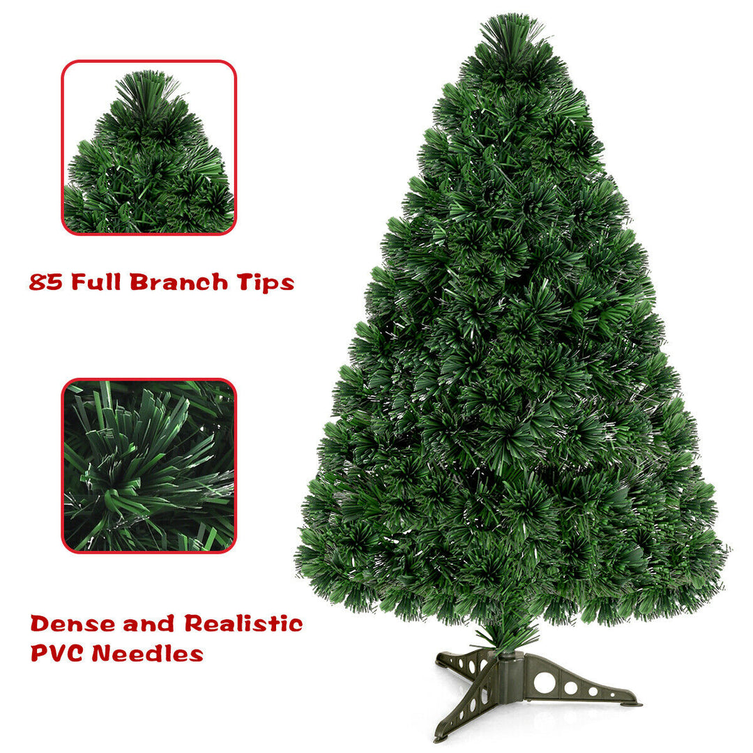 Pre-Lit 3 Artificial Christmas Tree Fiber Optic PVC Tips Plastic Stand Image 6