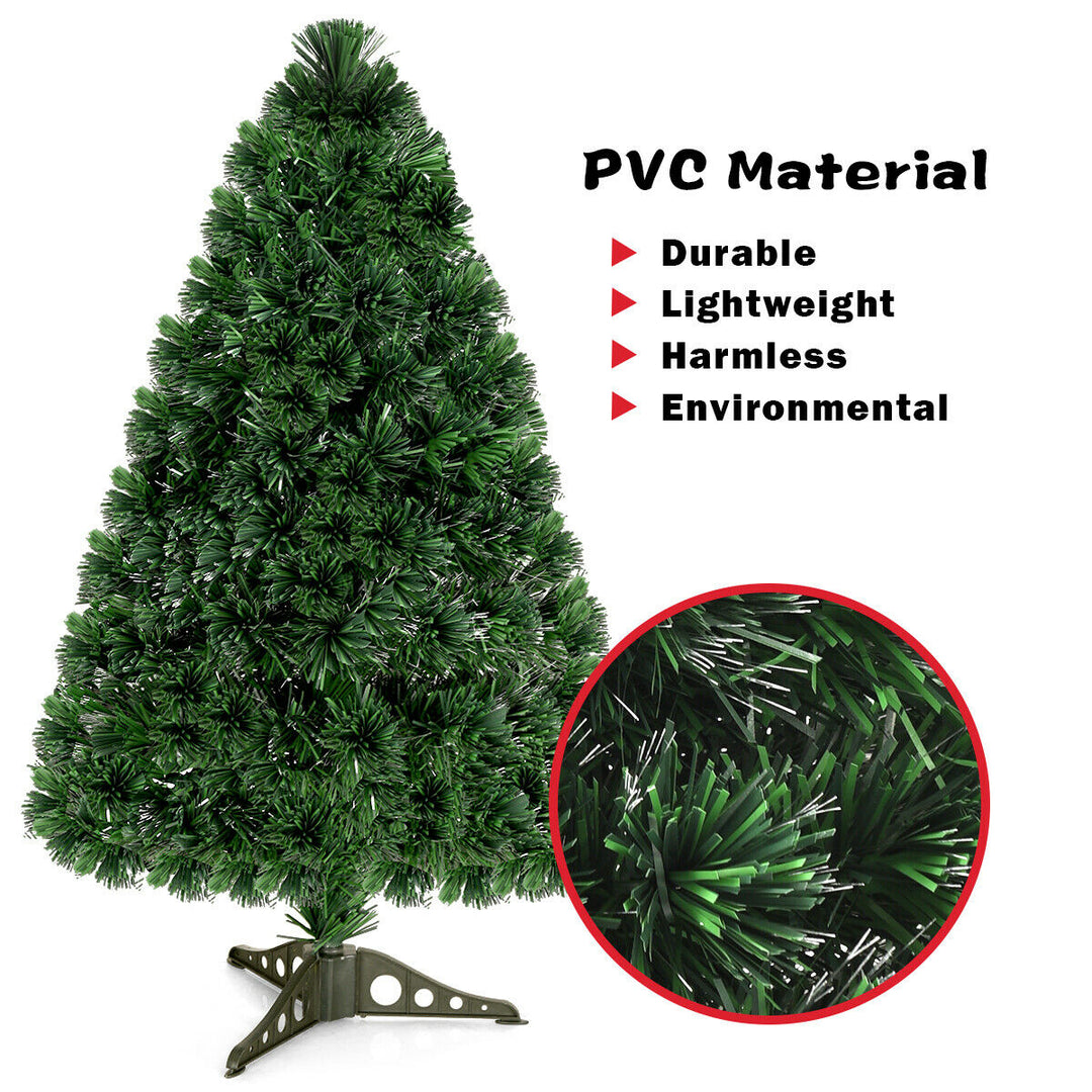 Pre-Lit 3 Artificial Christmas Tree Fiber Optic PVC Tips Plastic Stand Image 7