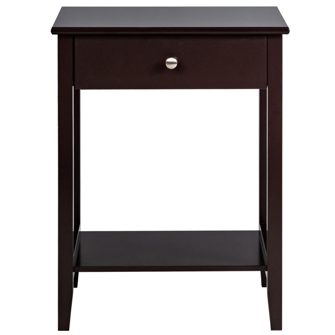 2PCS Nightstand Sofa Side End Table Bedroom Living Room w/ Shelf Drawer Brown Image 8