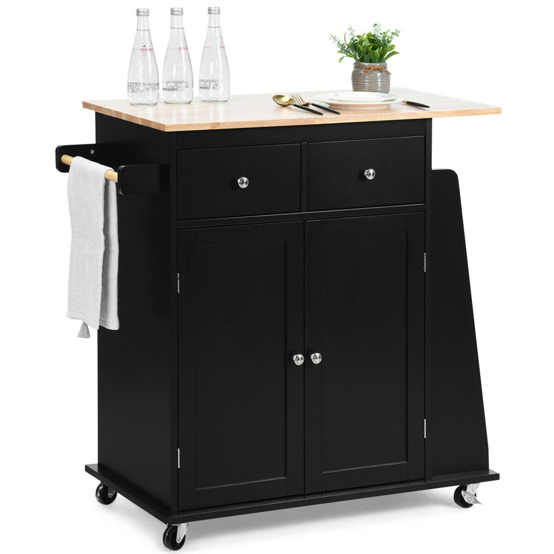 Rolling Kitchen Island Utility Trolley Cabinet Storage Spice Towel Rack Black Image 5