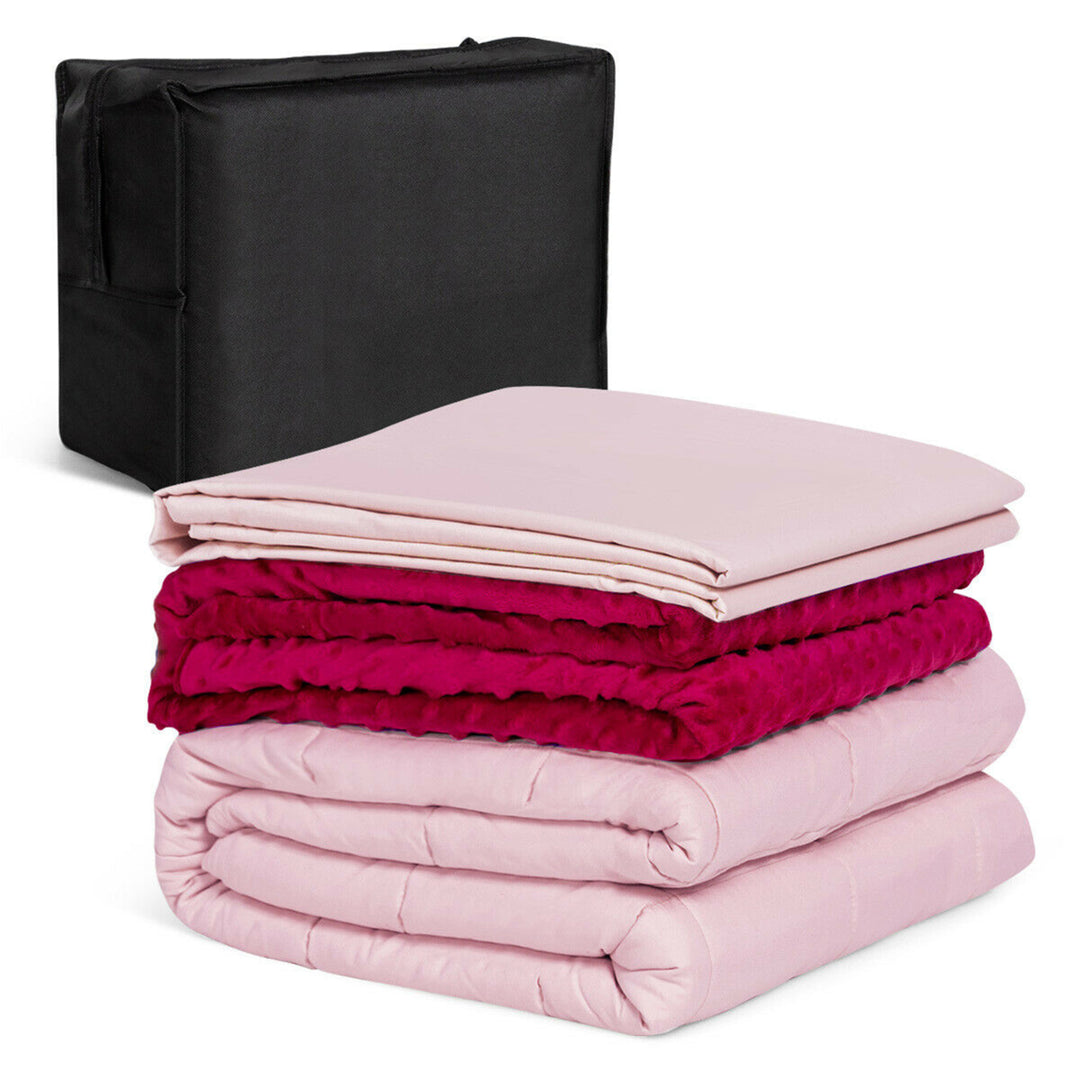 7 lbs Heavy Weighted Blanket 3 Piece Set w/ Hot and Cold Duvet Covers 41x60 Pink Image 4