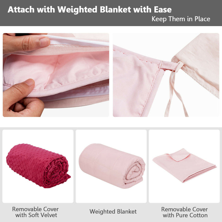 7 lbs Heavy Weighted Blanket 3 Piece Set w/ Hot and Cold Duvet Covers 41x60 Pink Image 6