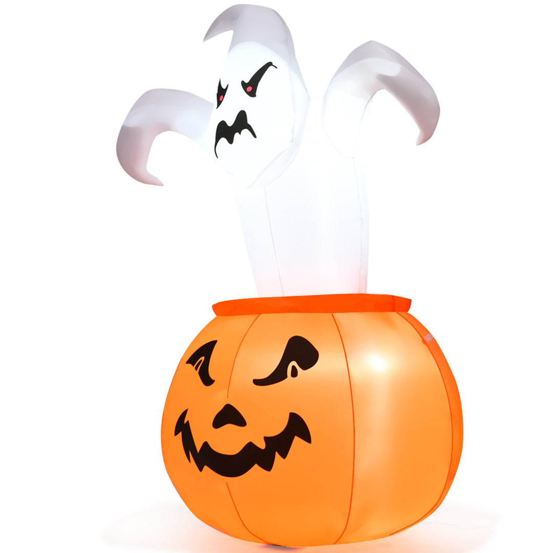 6ft Inflatable Ghost in Pumpkin Halloween Decoration w/ Built-in LED Light Image 4