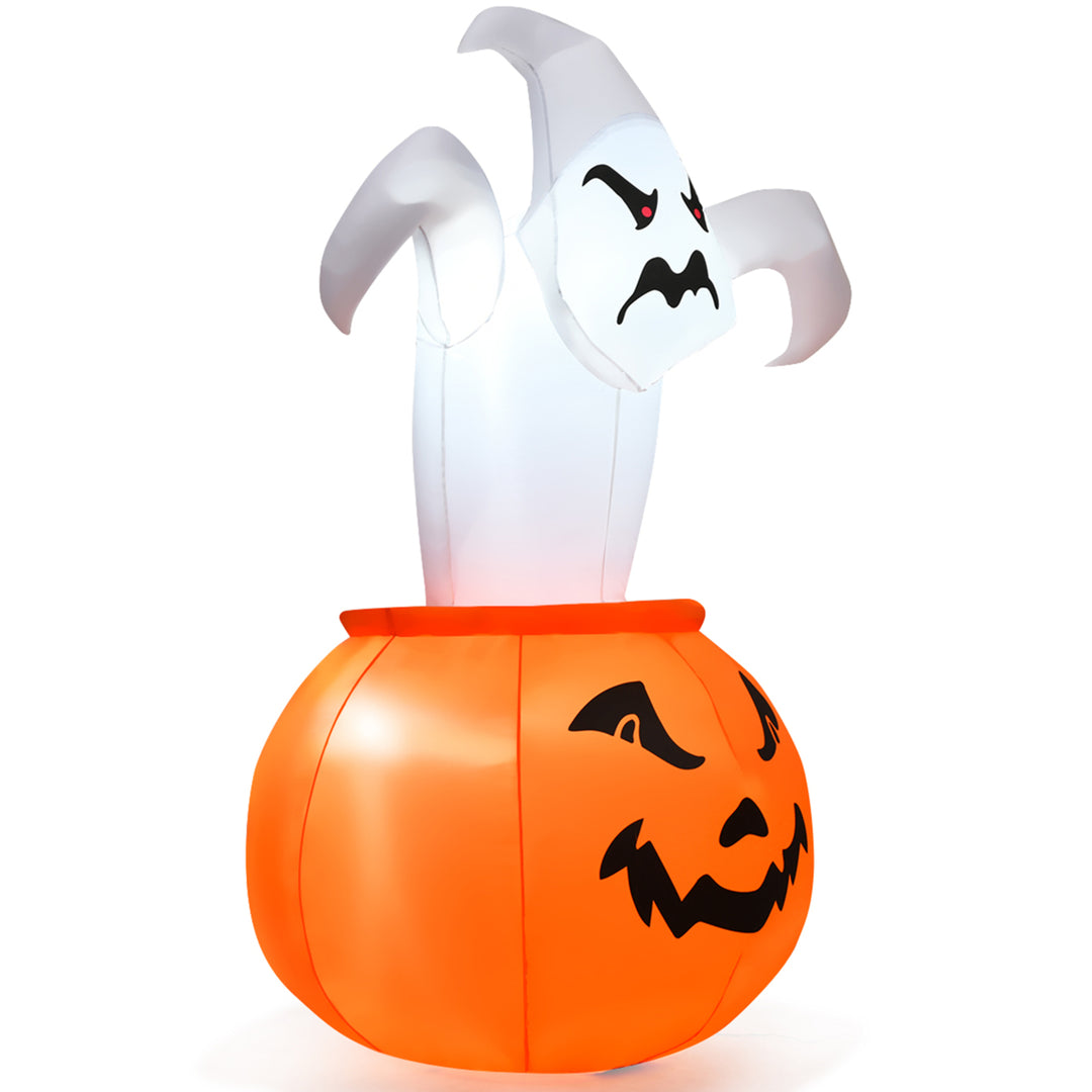 6ft Inflatable Ghost in Pumpkin Halloween Decoration w/ Built-in LED Light Image 5