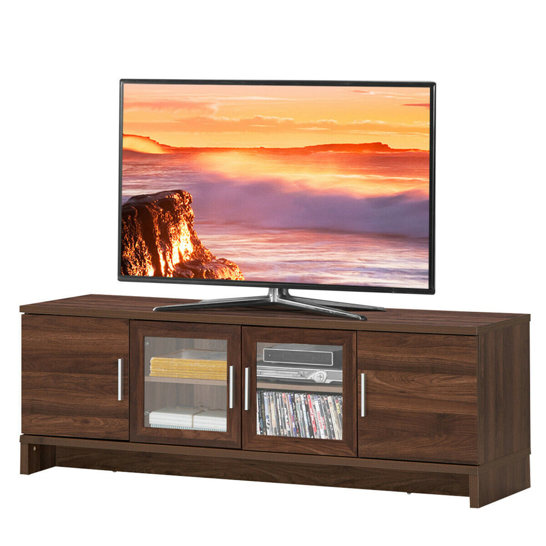 TV Stand Media Entertainment Center for TVs up to 70 w/ Storage Cabinet Walnut Image 1