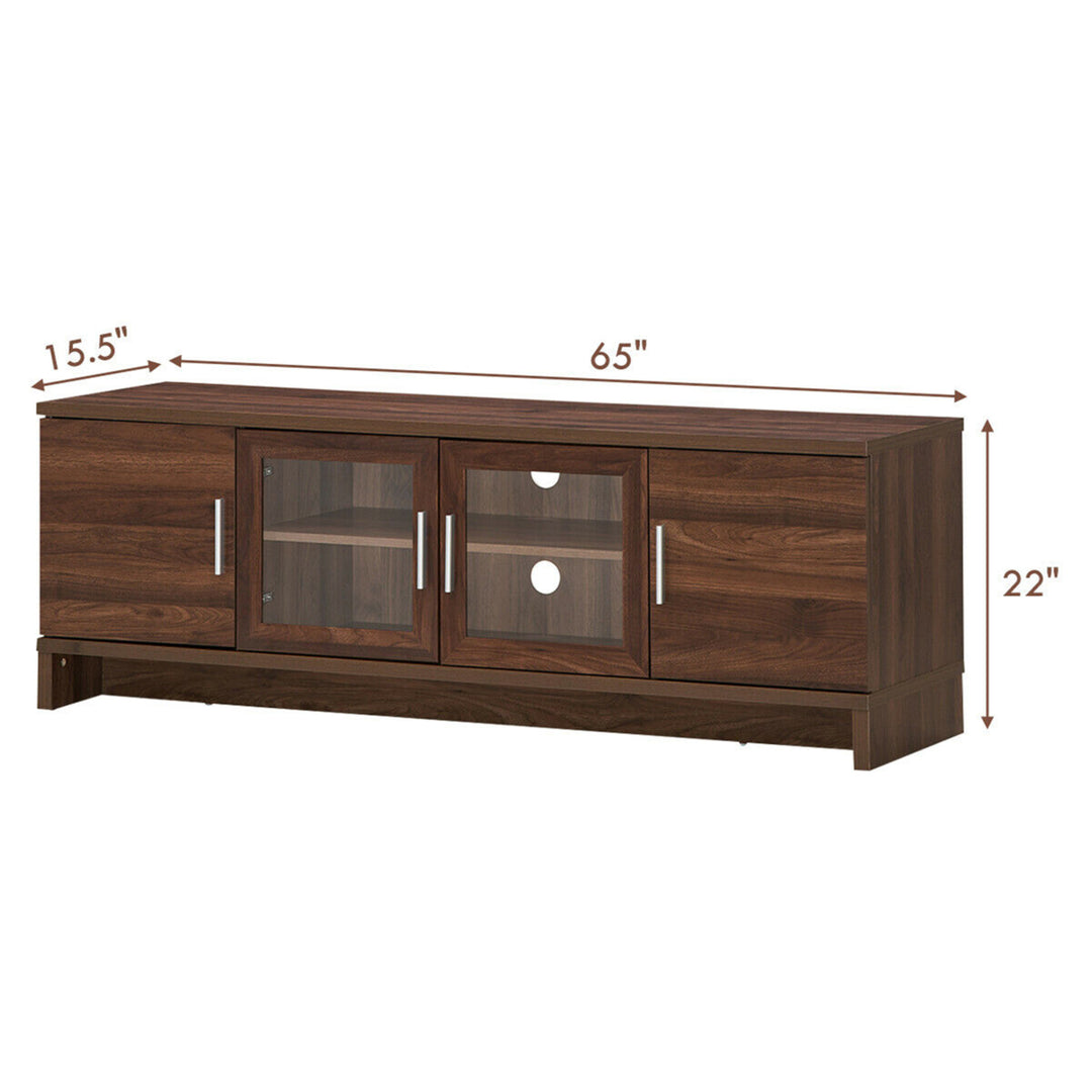 TV Stand Media Entertainment Center for TVs up to 70 w/ Storage Cabinet Walnut Image 2