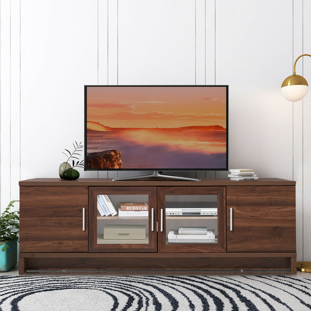 TV Stand Media Entertainment Center for TVs up to 70 w/ Storage Cabinet Walnut Image 3