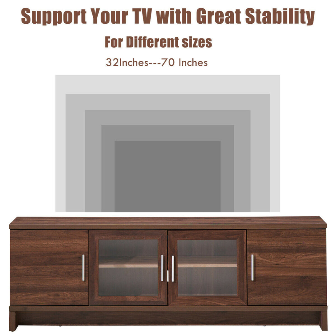 TV Stand Media Entertainment Center for TVs up to 70 w/ Storage Cabinet Walnut Image 6