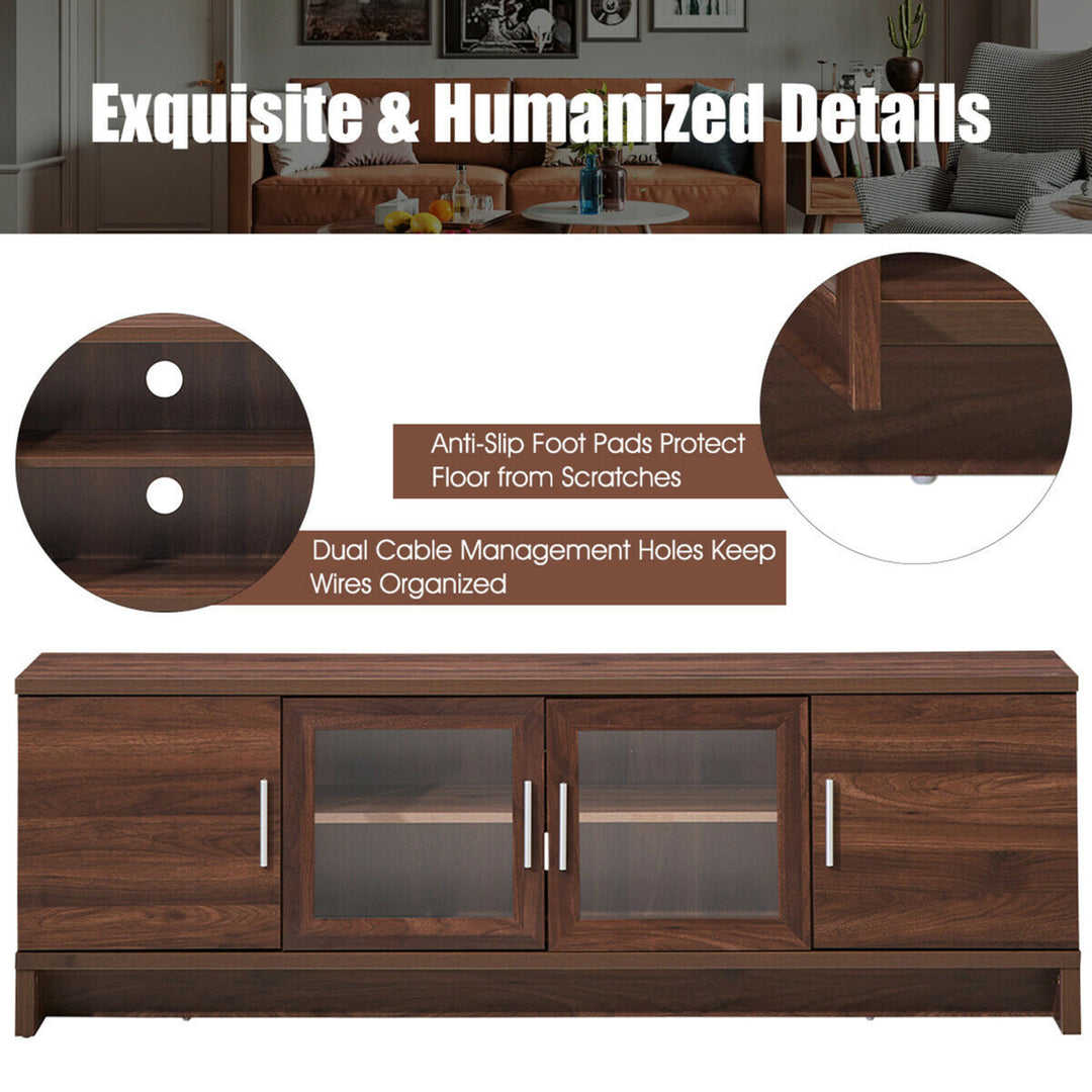 TV Stand Media Entertainment Center for TVs up to 70 w/ Storage Cabinet Walnut Image 8