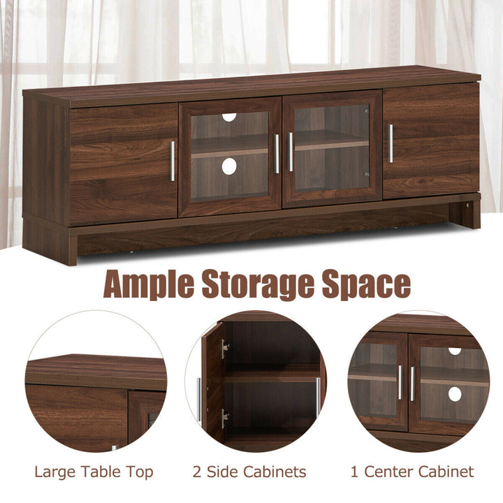 TV Stand Media Entertainment Center for TVs up to 70 w/ Storage Cabinet Walnut Image 9