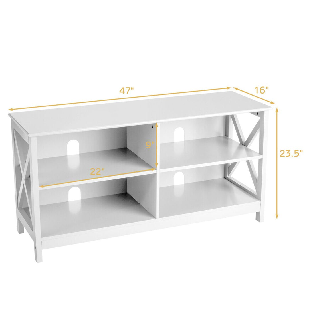 TV Stand Entertainment Media Center for TVs up to 55 w/ Storage Shelves White Image 2